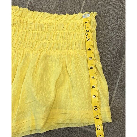 Anthropologie smocked gauze shorts XL yellow Pull On Cotton Elastic Waist NWT - Picture 10 of 14